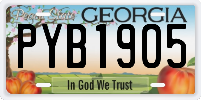 GA license plate PYB1905