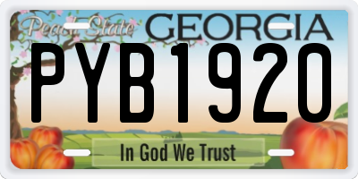 GA license plate PYB1920