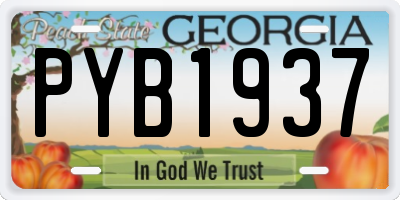 GA license plate PYB1937