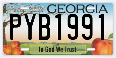 GA license plate PYB1991