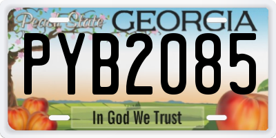 GA license plate PYB2085