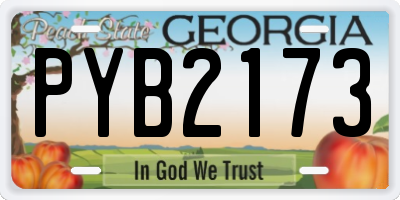 GA license plate PYB2173
