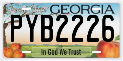 GA license plate PYB2226