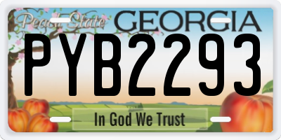 GA license plate PYB2293