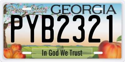 GA license plate PYB2321