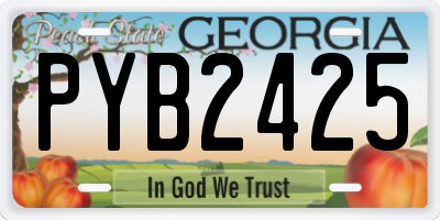 GA license plate PYB2425