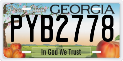 GA license plate PYB2778