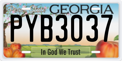 GA license plate PYB3037