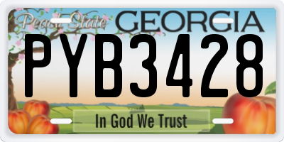 GA license plate PYB3428