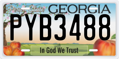GA license plate PYB3488