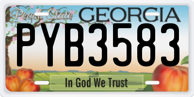 GA license plate PYB3583