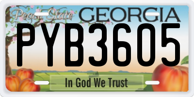 GA license plate PYB3605
