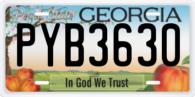 GA license plate PYB3630