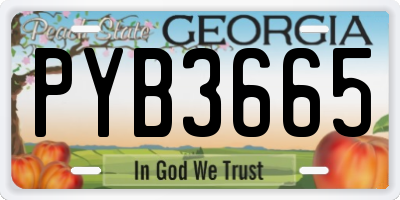 GA license plate PYB3665