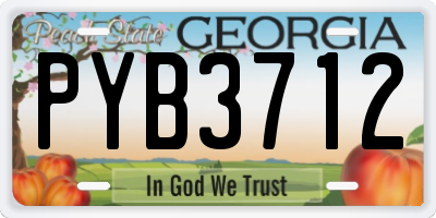 GA license plate PYB3712