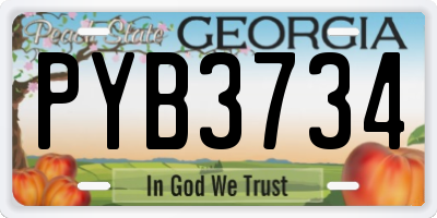 GA license plate PYB3734