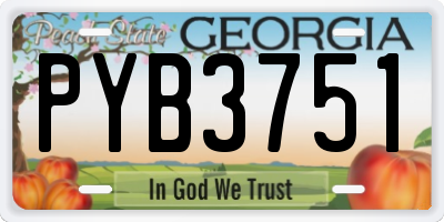 GA license plate PYB3751