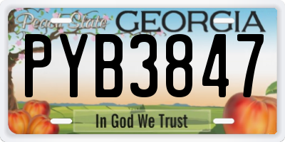 GA license plate PYB3847