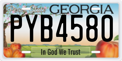 GA license plate PYB4580