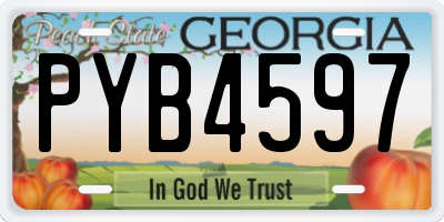 GA license plate PYB4597