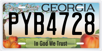GA license plate PYB4728