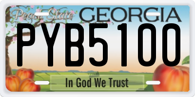 GA license plate PYB5100