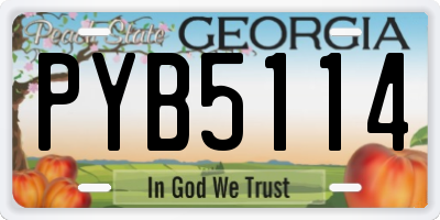 GA license plate PYB5114