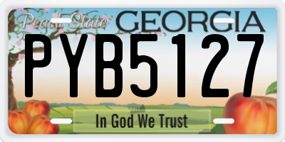 GA license plate PYB5127