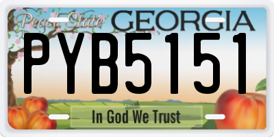 GA license plate PYB5151