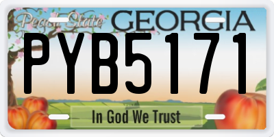 GA license plate PYB5171