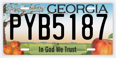 GA license plate PYB5187