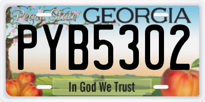 GA license plate PYB5302