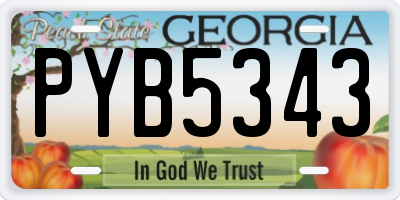 GA license plate PYB5343