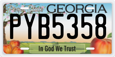 GA license plate PYB5358