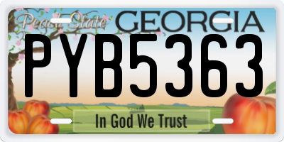 GA license plate PYB5363