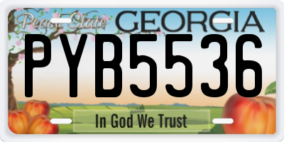 GA license plate PYB5536