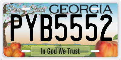 GA license plate PYB5552