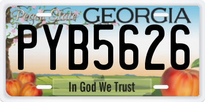 GA license plate PYB5626