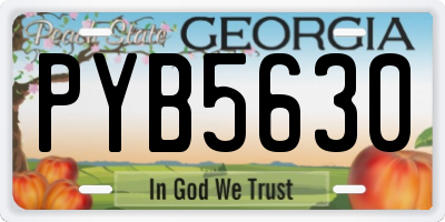 GA license plate PYB5630
