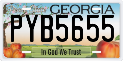GA license plate PYB5655