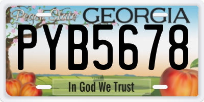 GA license plate PYB5678
