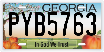 GA license plate PYB5763