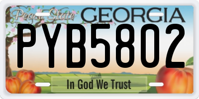 GA license plate PYB5802
