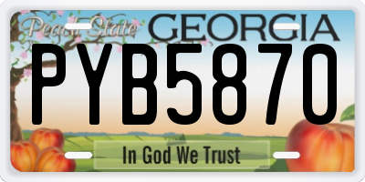GA license plate PYB5870