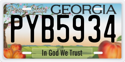 GA license plate PYB5934