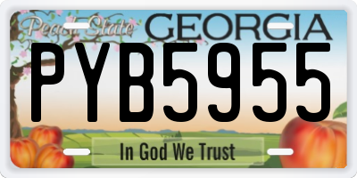 GA license plate PYB5955