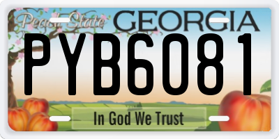 GA license plate PYB6081