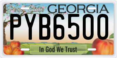GA license plate PYB6500