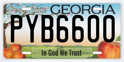 GA license plate PYB6600