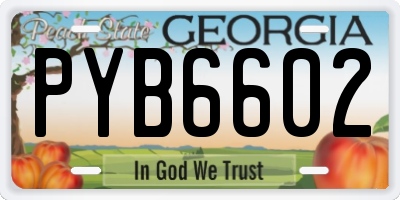 GA license plate PYB6602